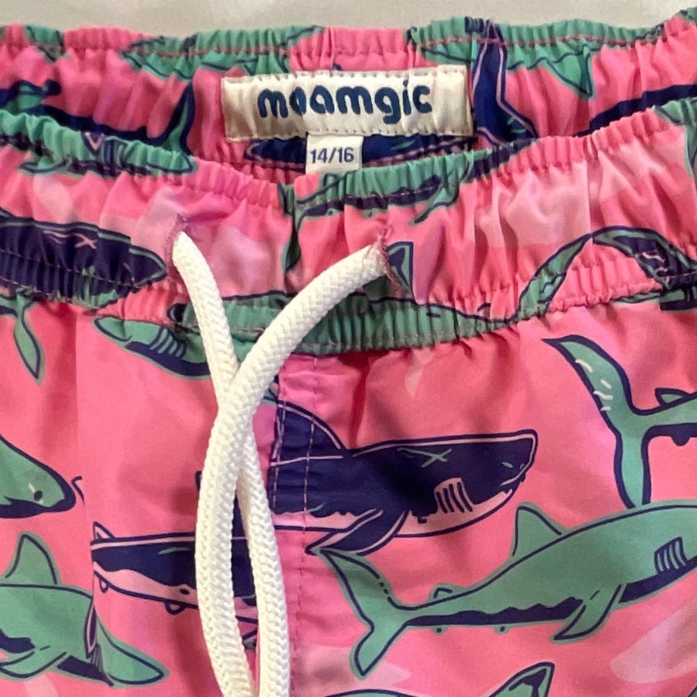Maamgic Boys Pink Shark Swimming Trunks Size 14-16 - Picture 3 of 10